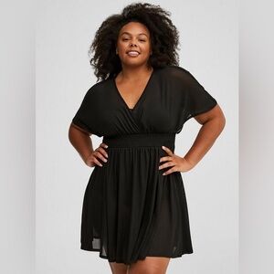 Torrid Black mesh cross front vneck swim cover up Dress size 2